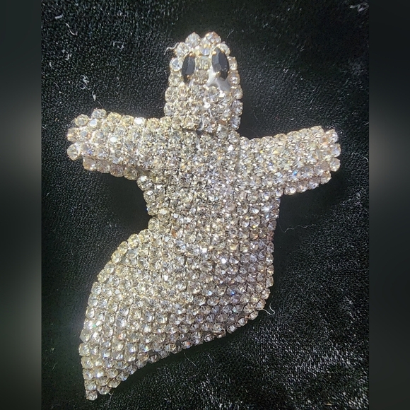 VINTAGE  RHINESTONE GHOST  BROOCH - Picture 5 of 7